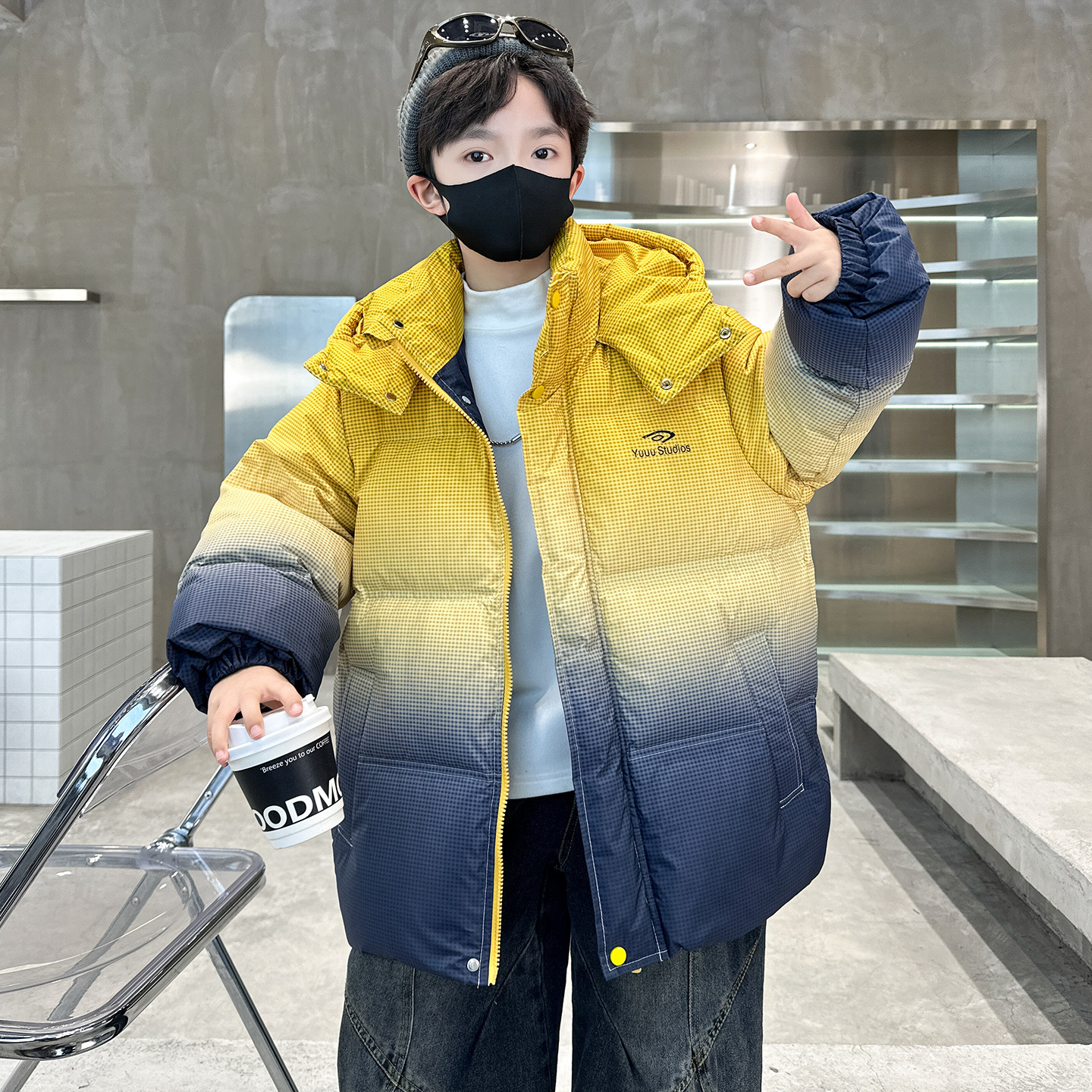 男童加厚涤纶棉服冬季儿童冬装外套2025新款宝宝冬天保暖棉袄