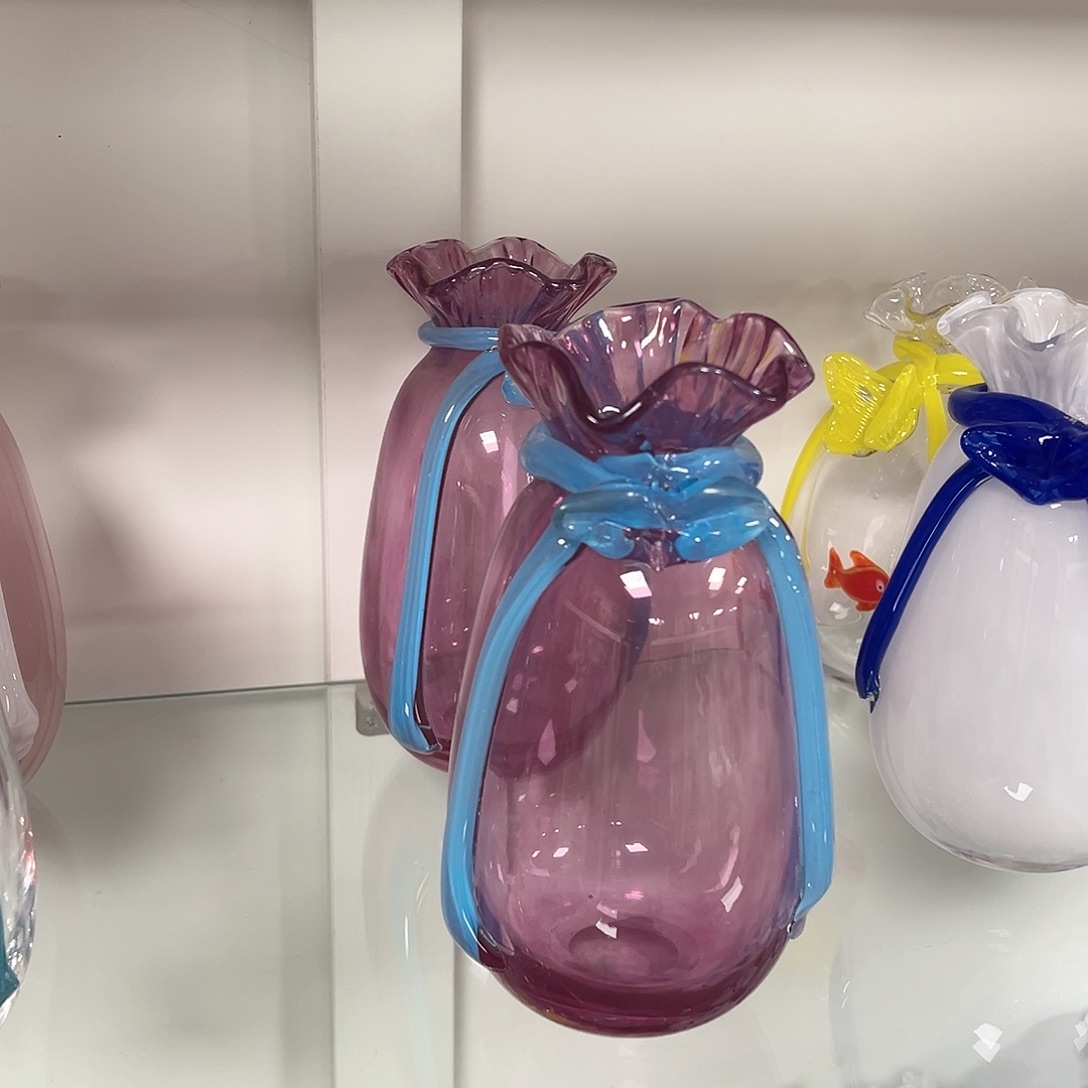 琉璃高21轻奢琉璃花器正常手工痕迹