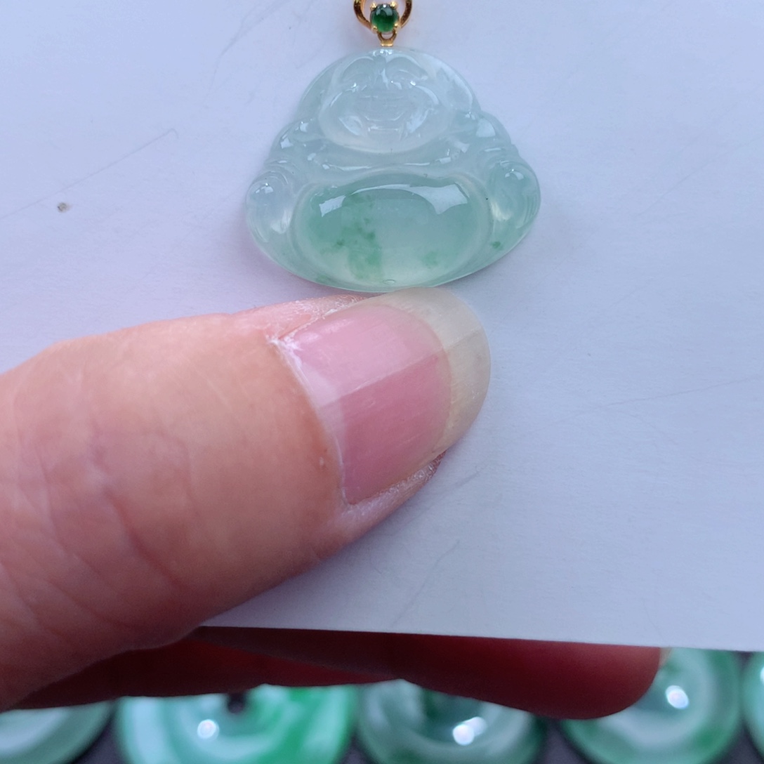 翡翠吊坠(不含链)18K金镶嵌