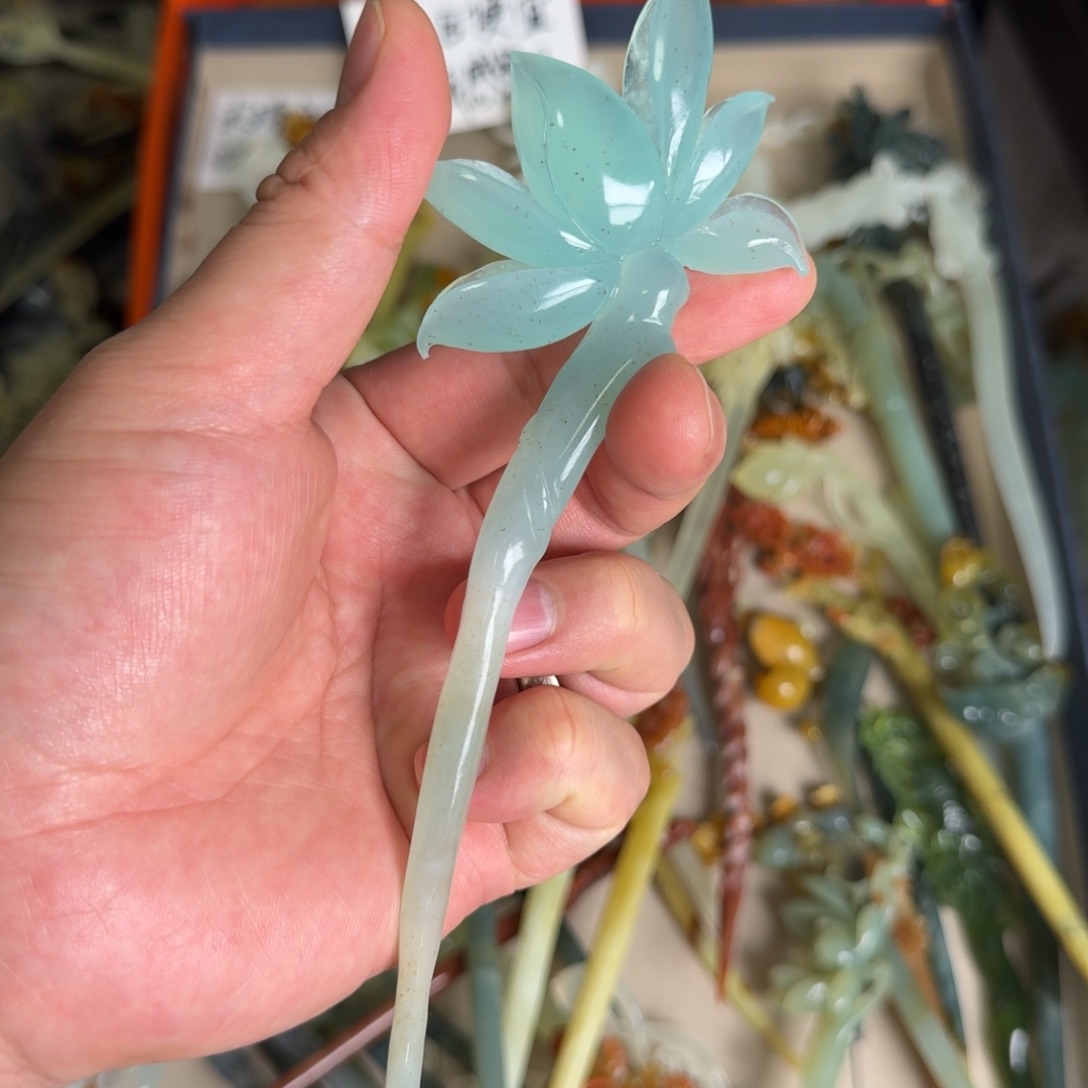 岫玉发饰未镶嵌明君玉簪就是好看