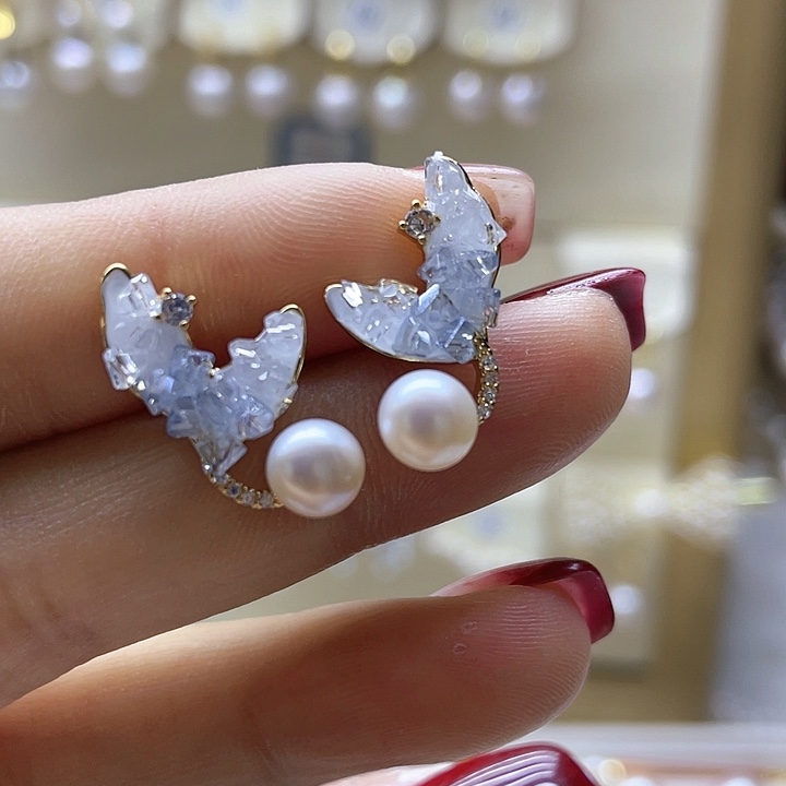 淡水珍珠耳饰银S925镶嵌