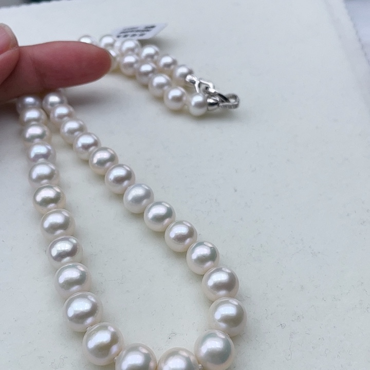 淡水珍珠颈饰银S925镶嵌卡10极光炫彩高品