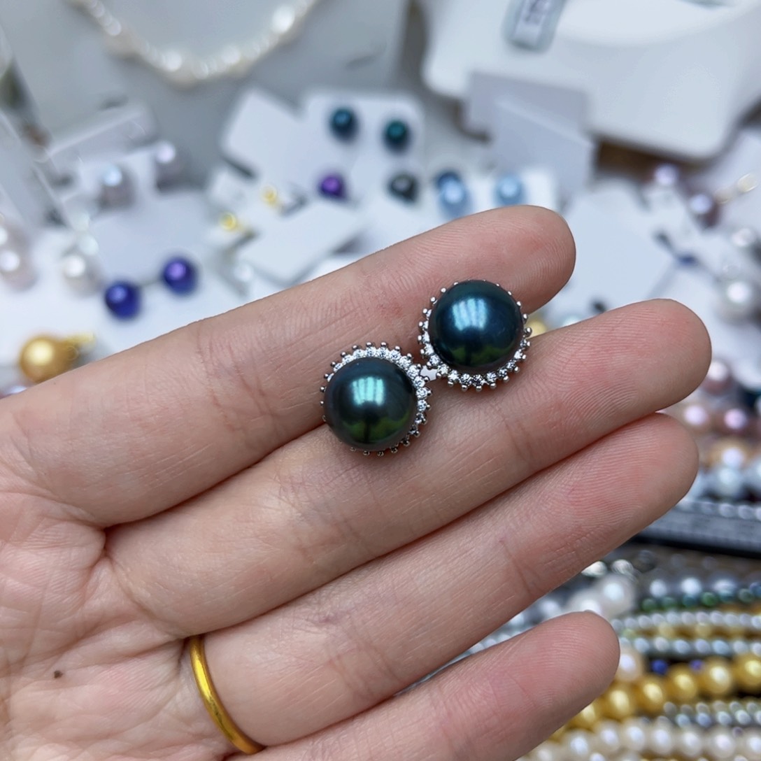 淡水珍珠耳饰银S925镶嵌