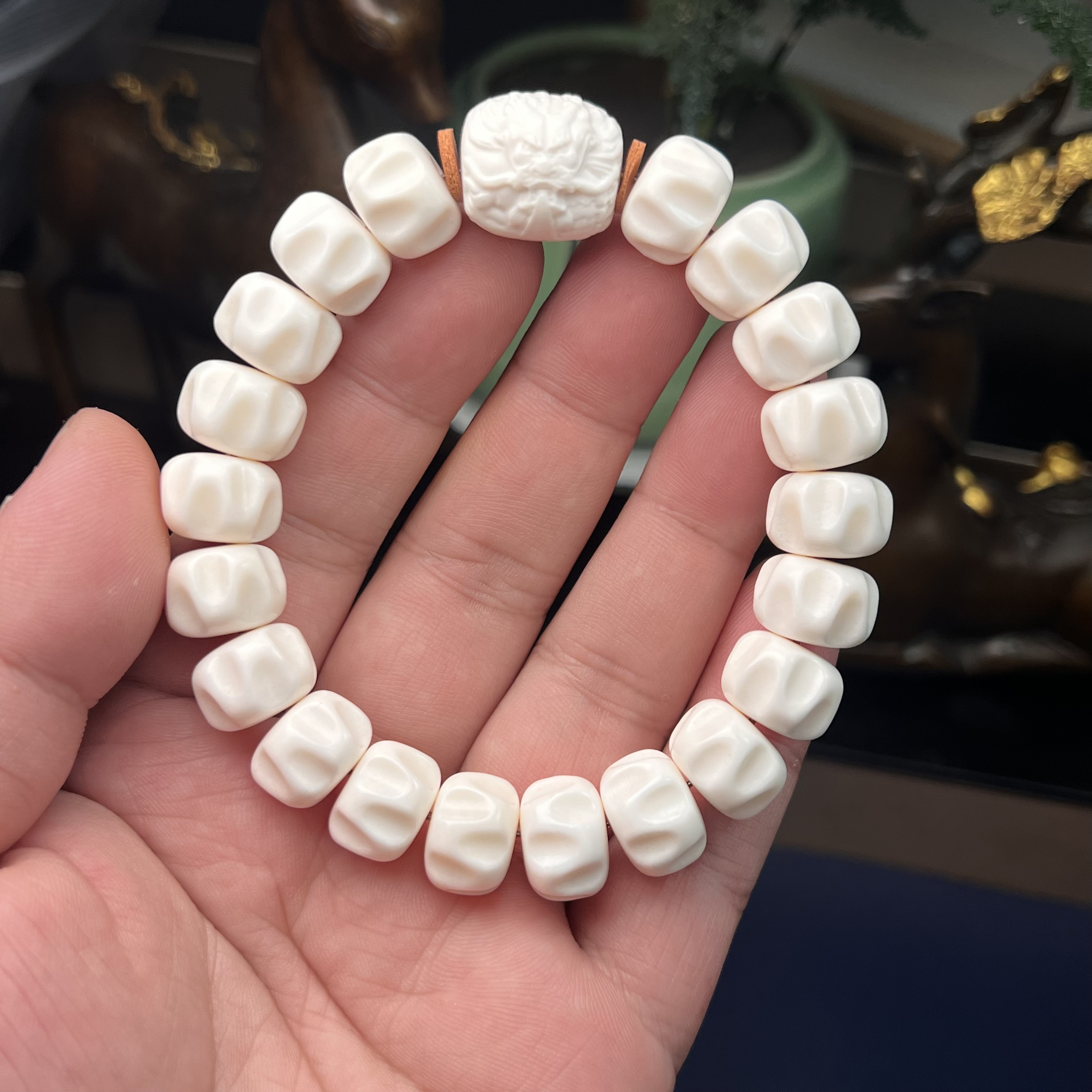 规格1.4 精美鹿角雕刻百香籽手串 搭配龙珠款 精挑品质