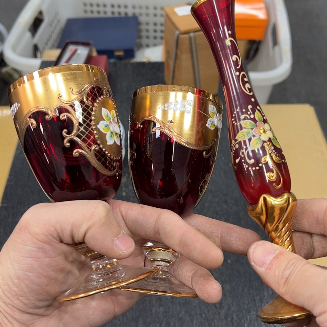 玻璃日本中古工艺品摆件