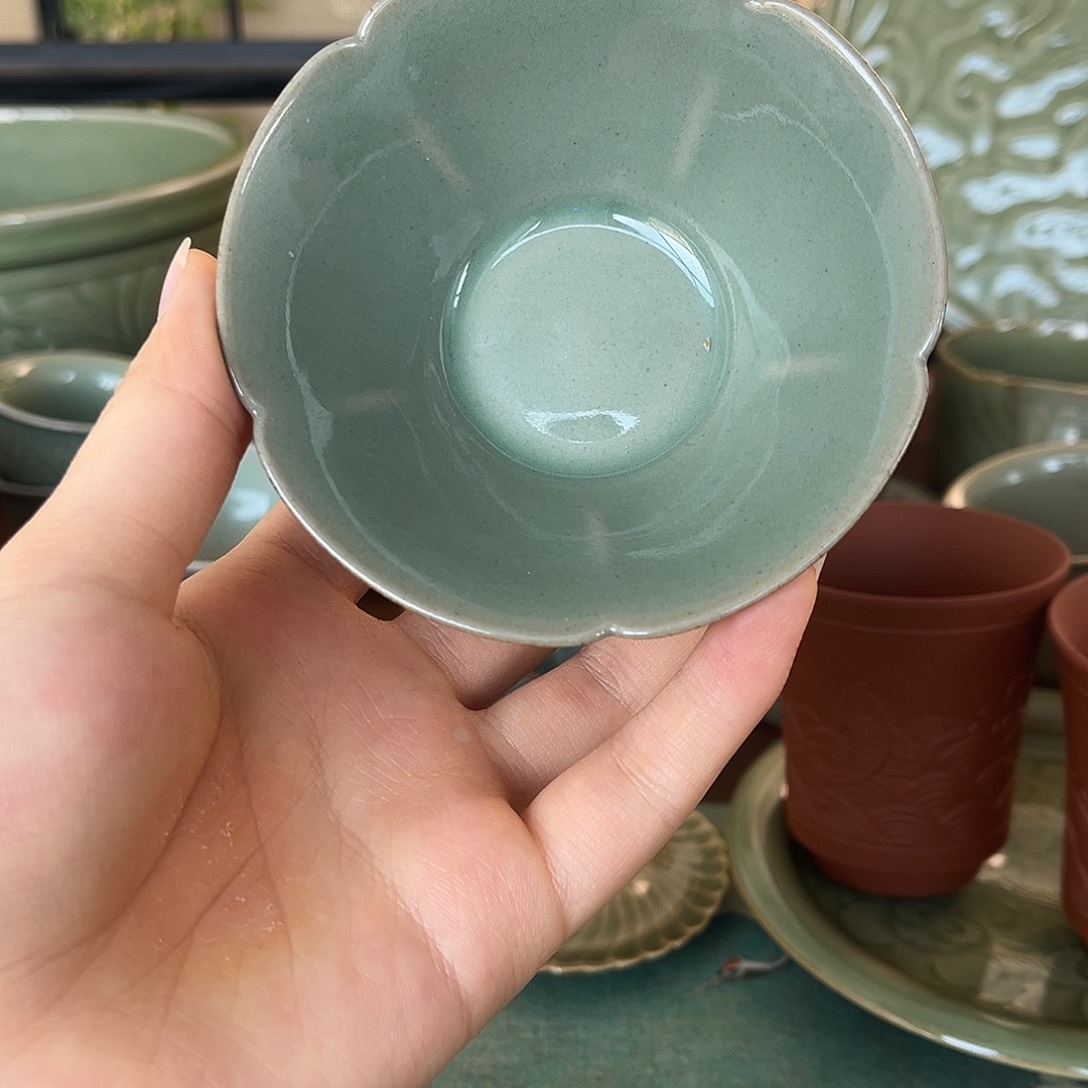 耀州窑五瓣葵口花形盏