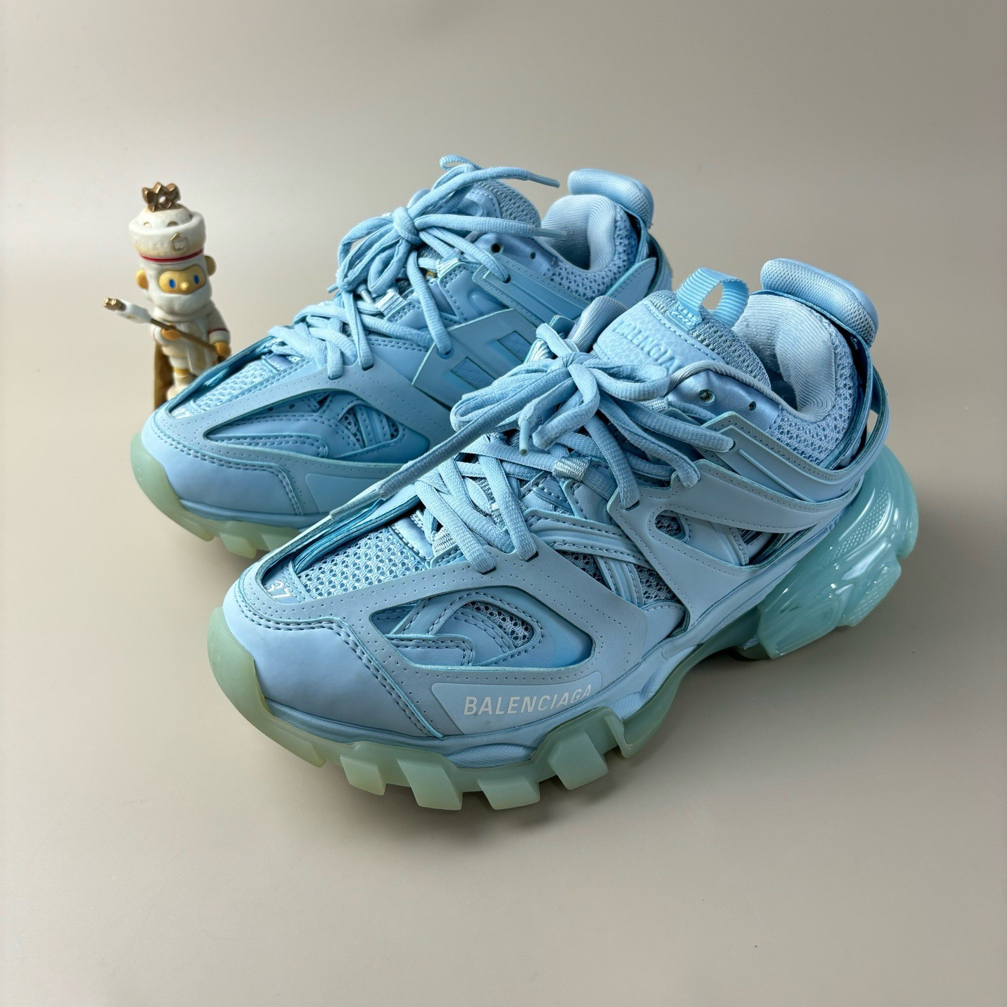 99新 Balenciaga/巴黎世家 Track1.0雾霾蓝系带休闲鞋37码YLP3083