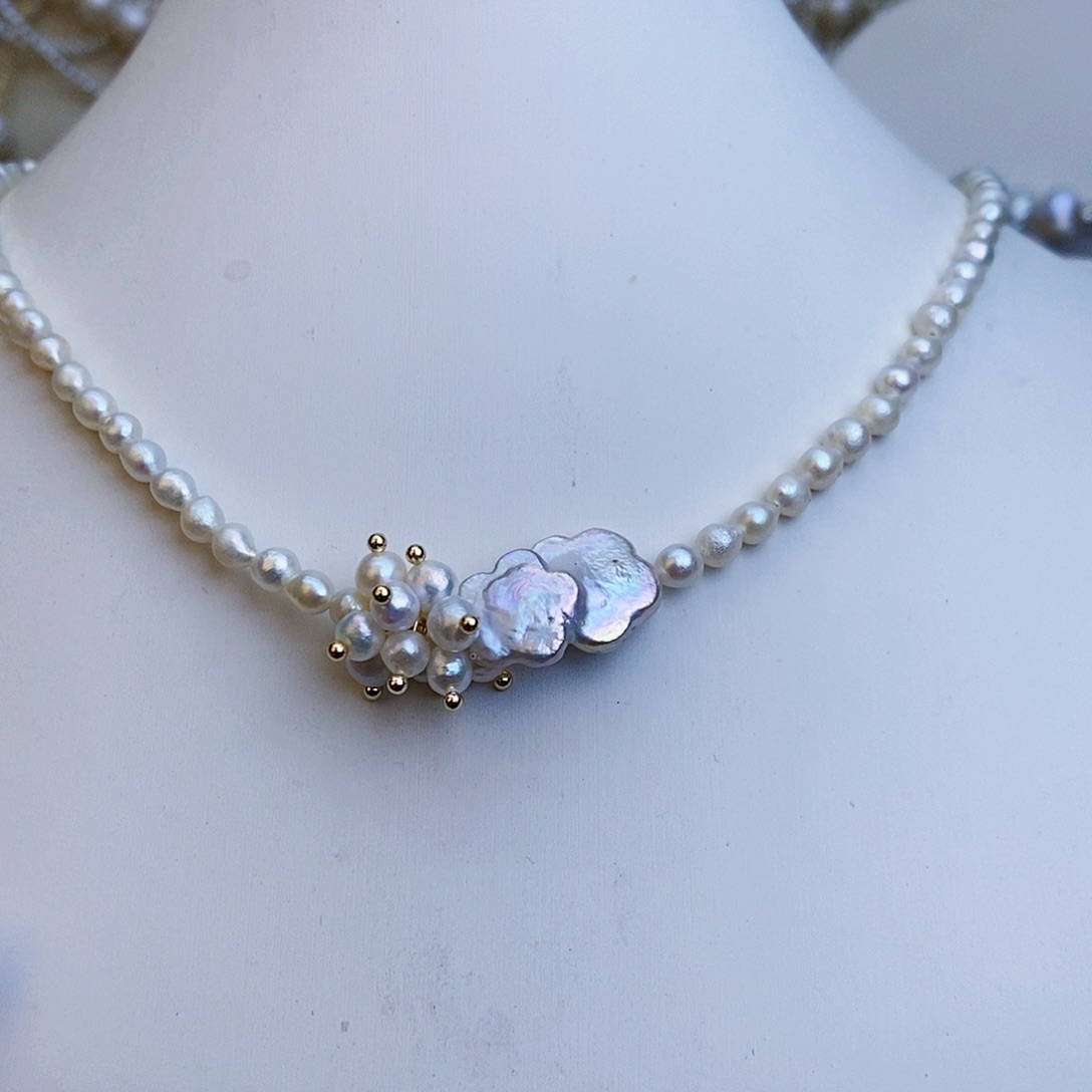 淡水珍珠颈饰银S925镶嵌