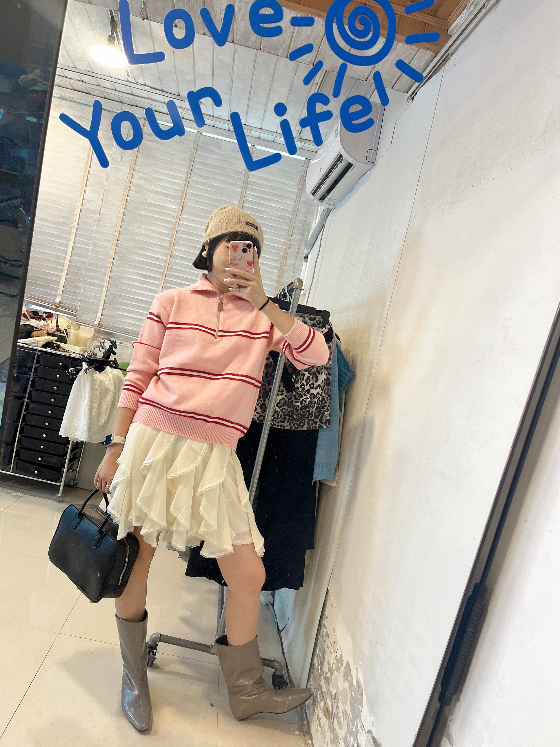 厚款针织休闲拼接衫女装秋冬常规条纹加厚宽松