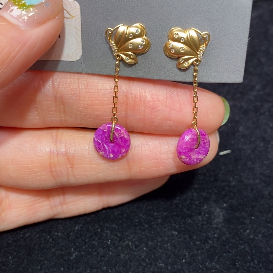 苏纪石（舒俱来）18K金镶嵌耳坠