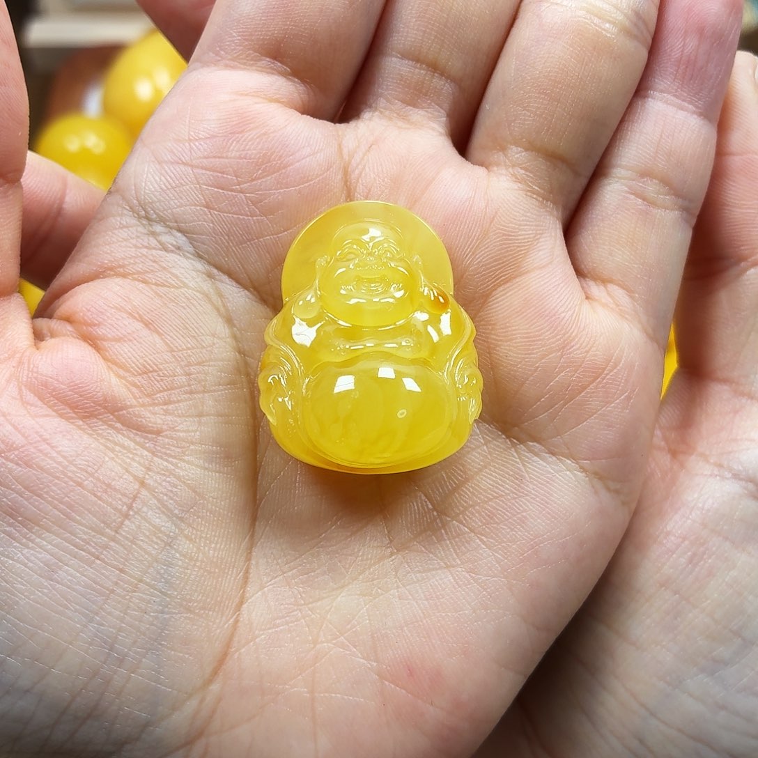 蜜蜡未镶嵌颈饰焦皮妖花佛公