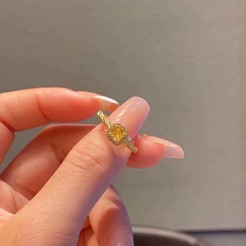钛钢戒指 不掉色轻奢高级感小方糖甜美风开口可调节食指戒C127