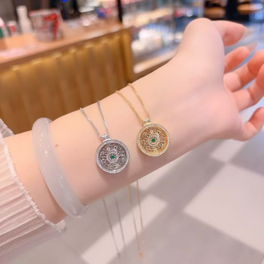 坠链均925银 国潮时来运转满钻八宝罗盘项链