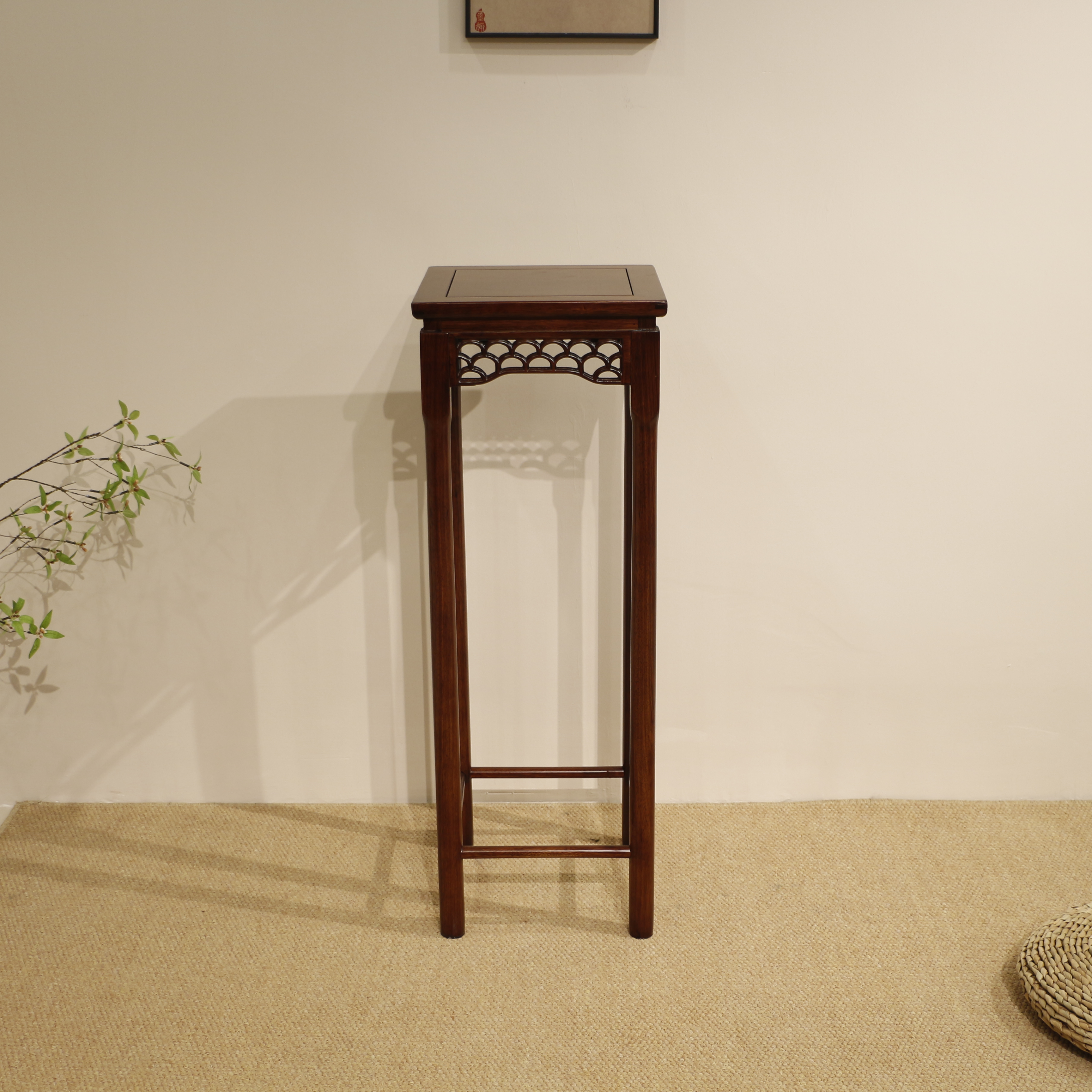 【墨与诗】斑马乌金木新中式花架客厅家用玄关置物架禅意摆件架实木