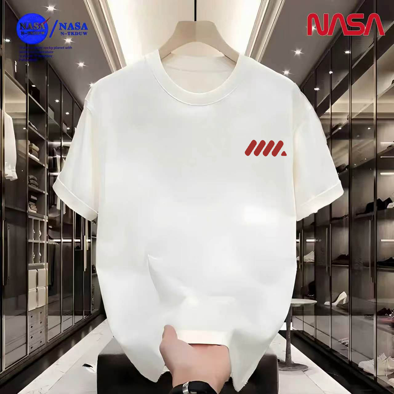 D16NASA联名重磅T恤男女同款时尚百搭圆领短袖【四条杠】A-0111