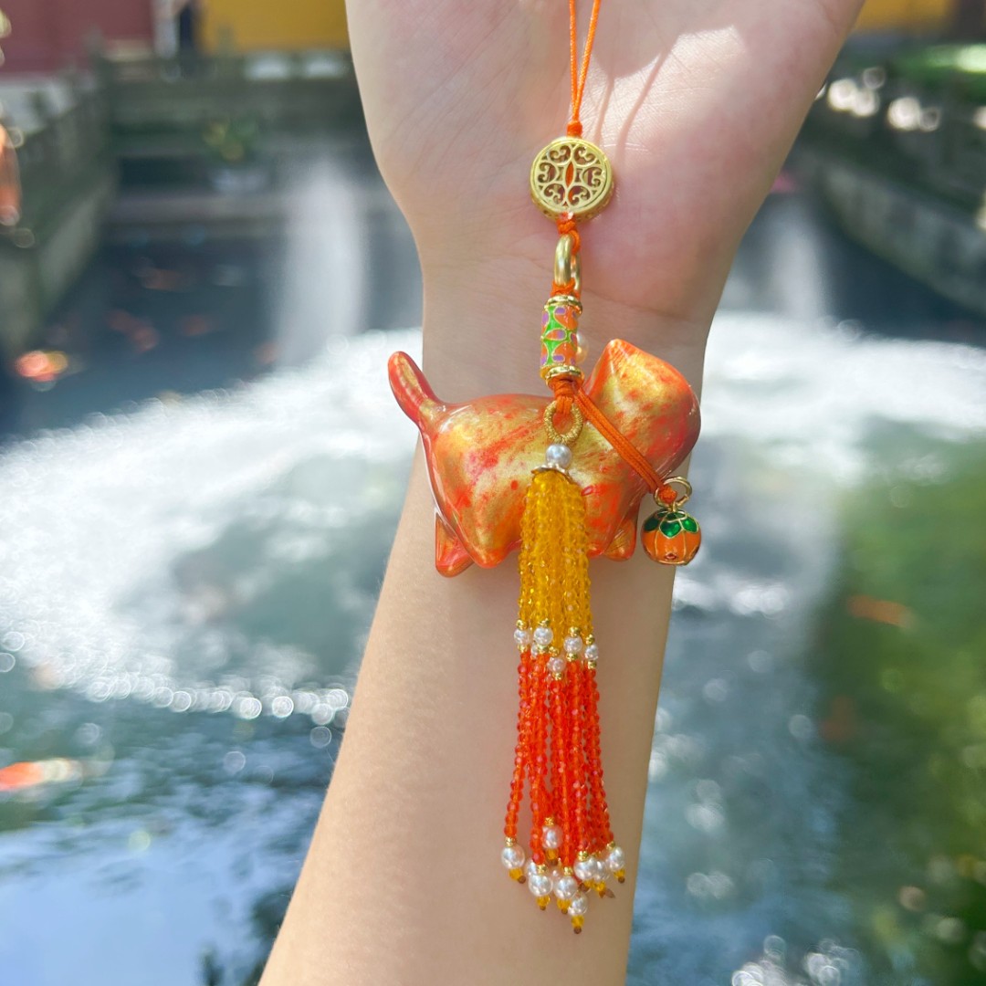 【大橘大利*才才猫】杭州景区中号大漆可爱猫咪小橘子挂件 包挂车挂