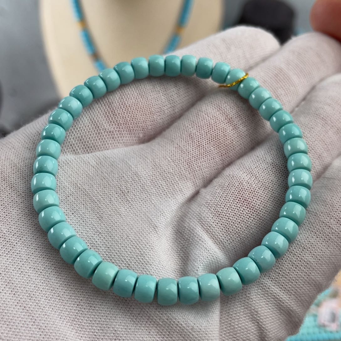 绿松石手链未镶嵌丫角山精品果冻料卡5+