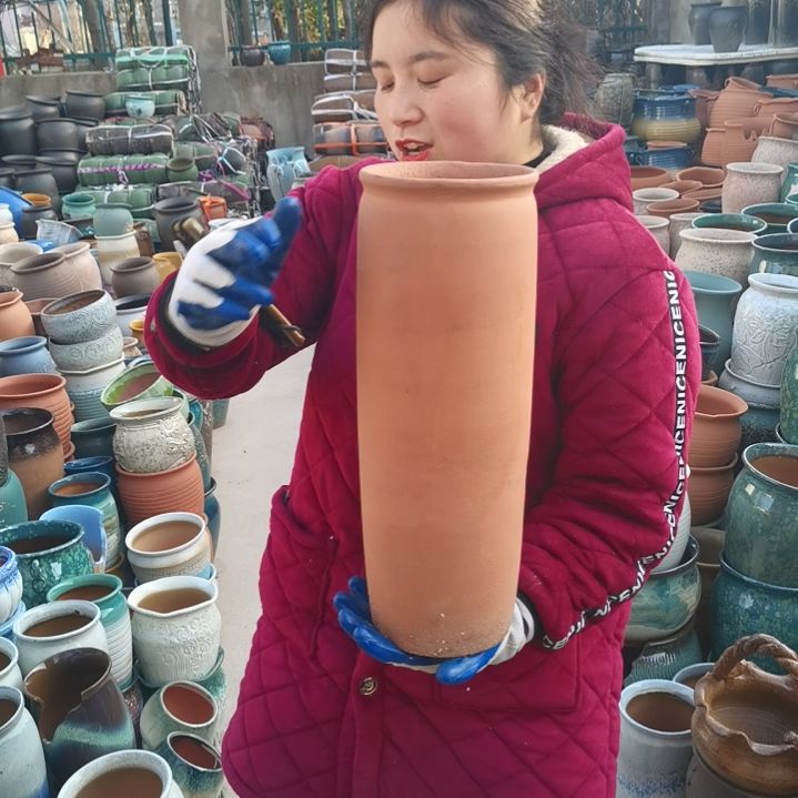 红陶口14高42瑕疵一个盆子