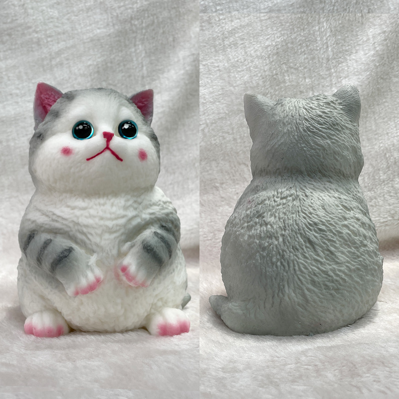 不带配饰仿真猫咪纯手工软胶捏捏乐玩具安全环保高品质批发现货