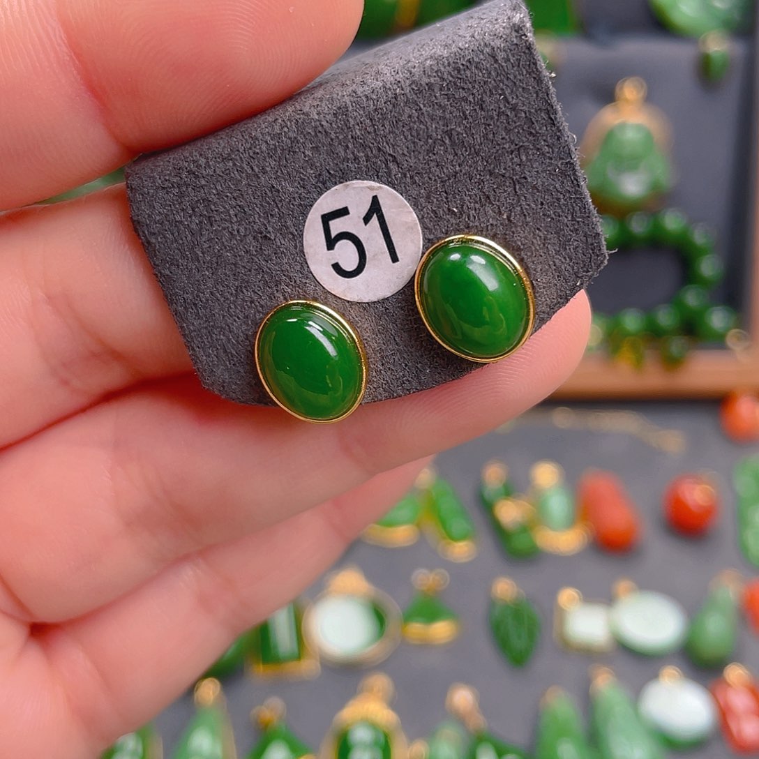 和田玉耳饰银S925镶嵌98