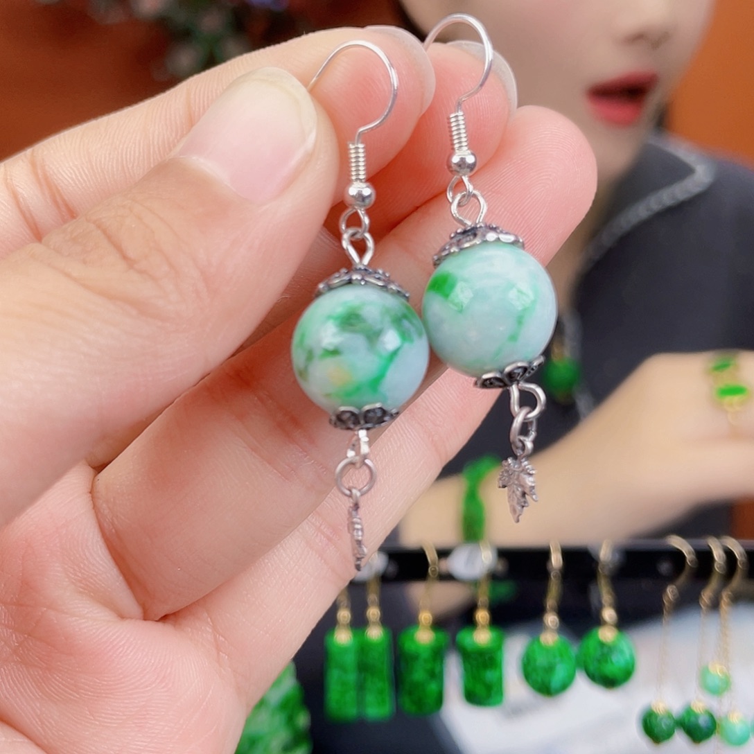 翡翠未镶嵌耳饰饰品