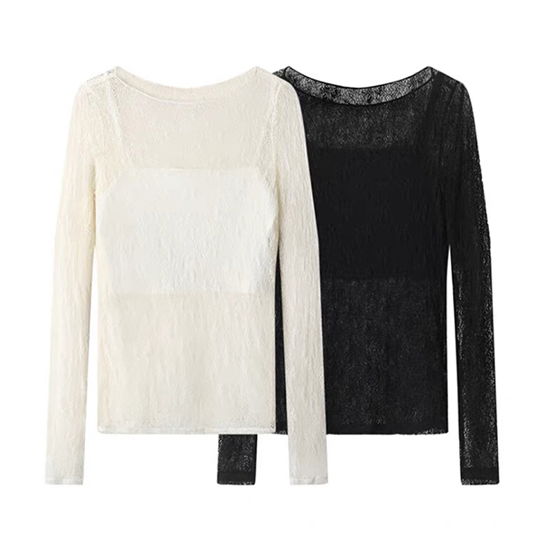 艾诺丝商场同款2025新款韩版时尚百搭宽松显瘦蕾丝衫女上衣6060