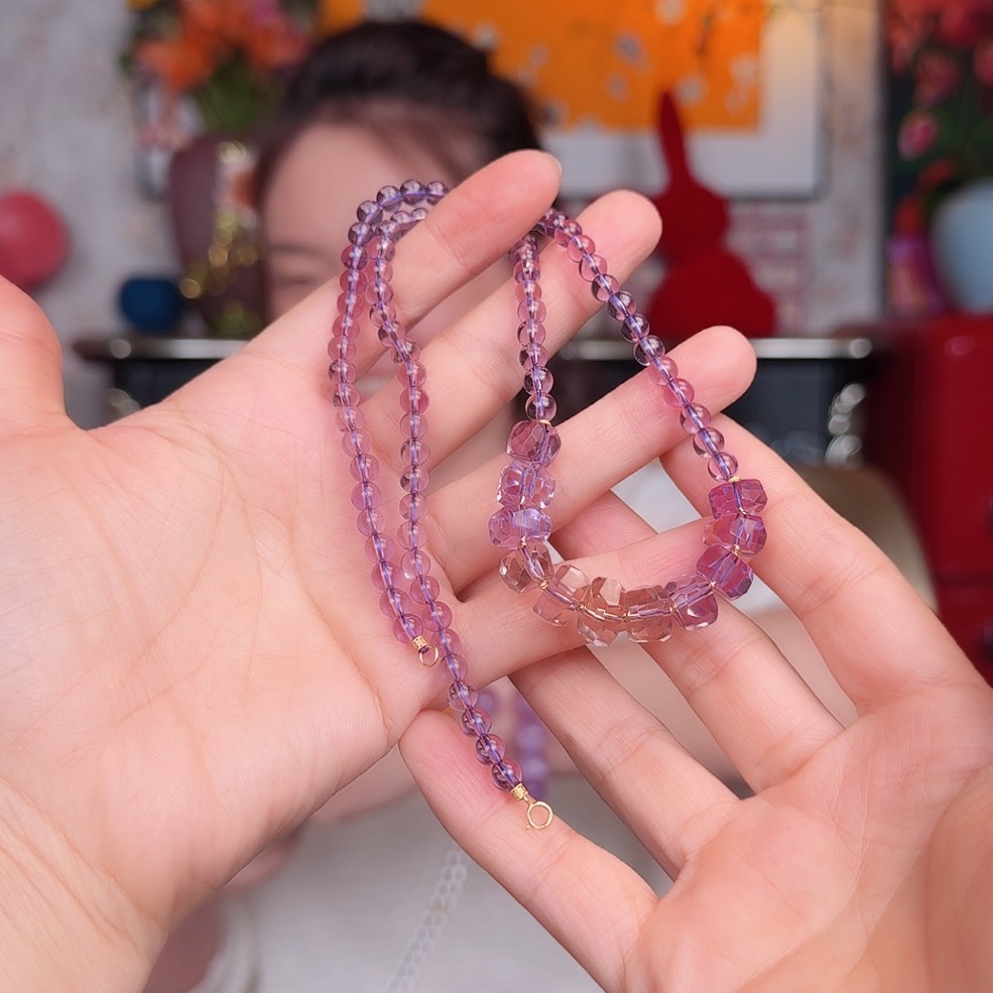 水晶项链18K金镶嵌酉*.项链