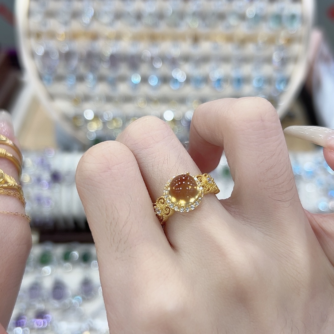 大***o黄晶戒指银S925镶嵌