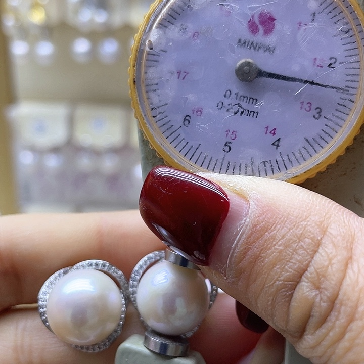 淡水珍珠耳饰银S925镶嵌