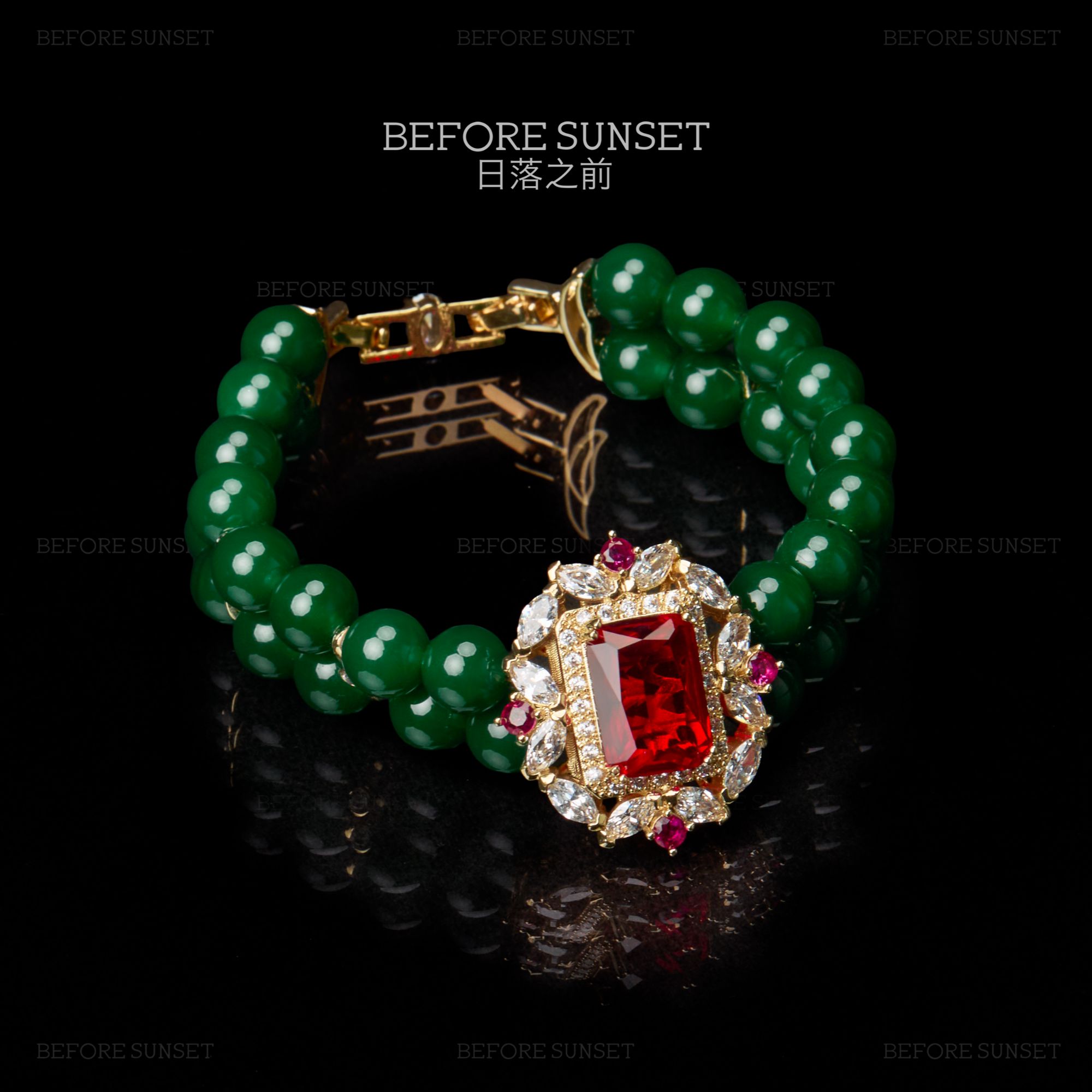 纯铜锆石手链 手链 鎏金叠翠 【日落之前】