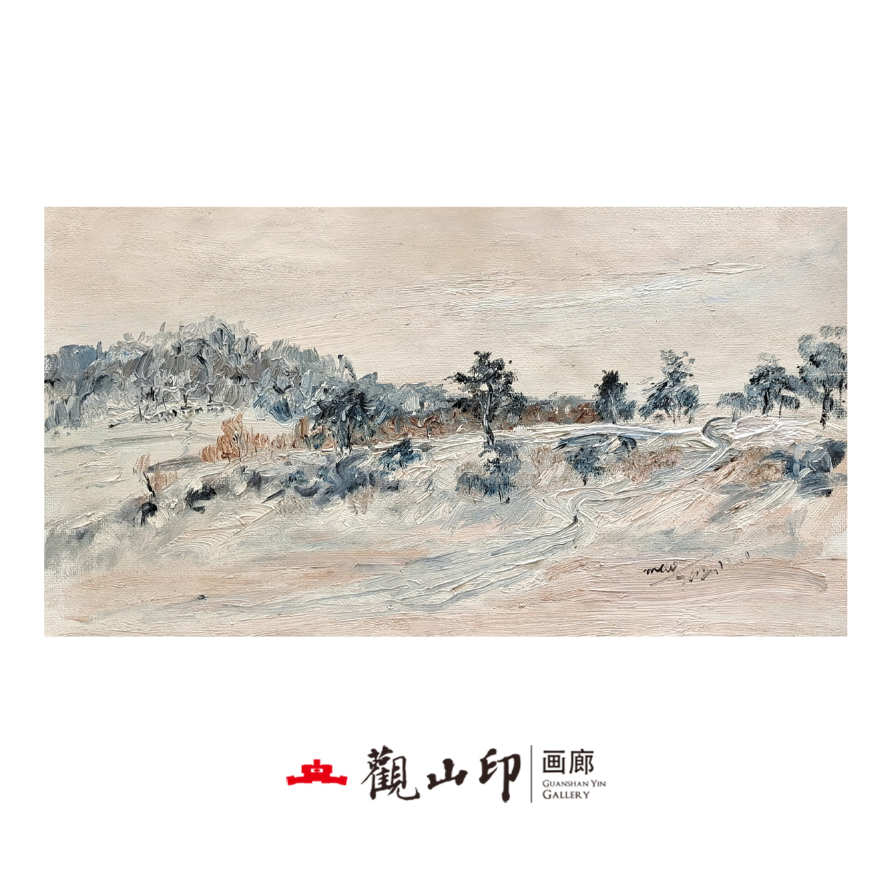 M原创手绘风景油画28x53cm丛林作品9202