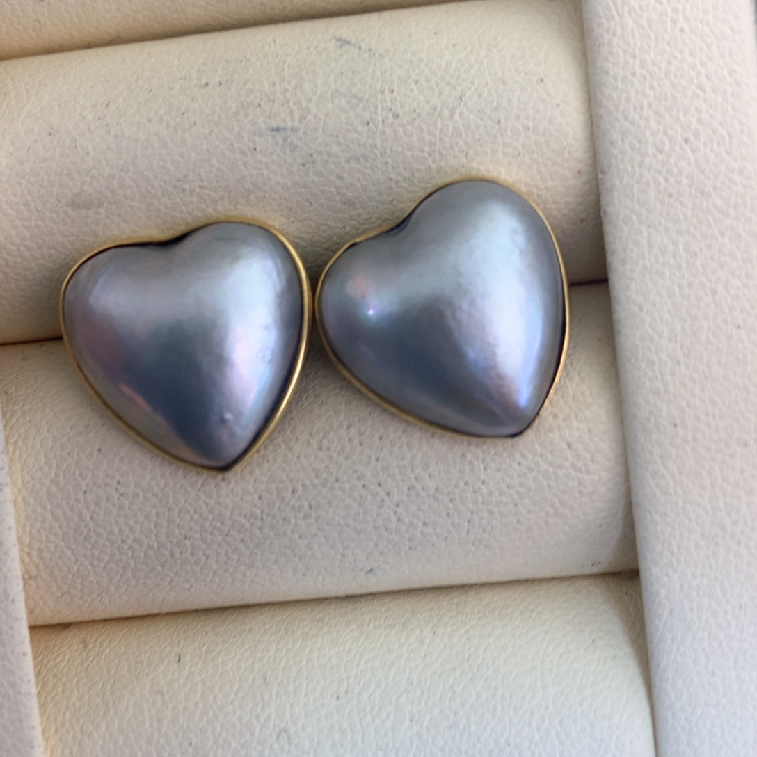 拼合珍珠（马贝珠）耳饰银S925镶嵌