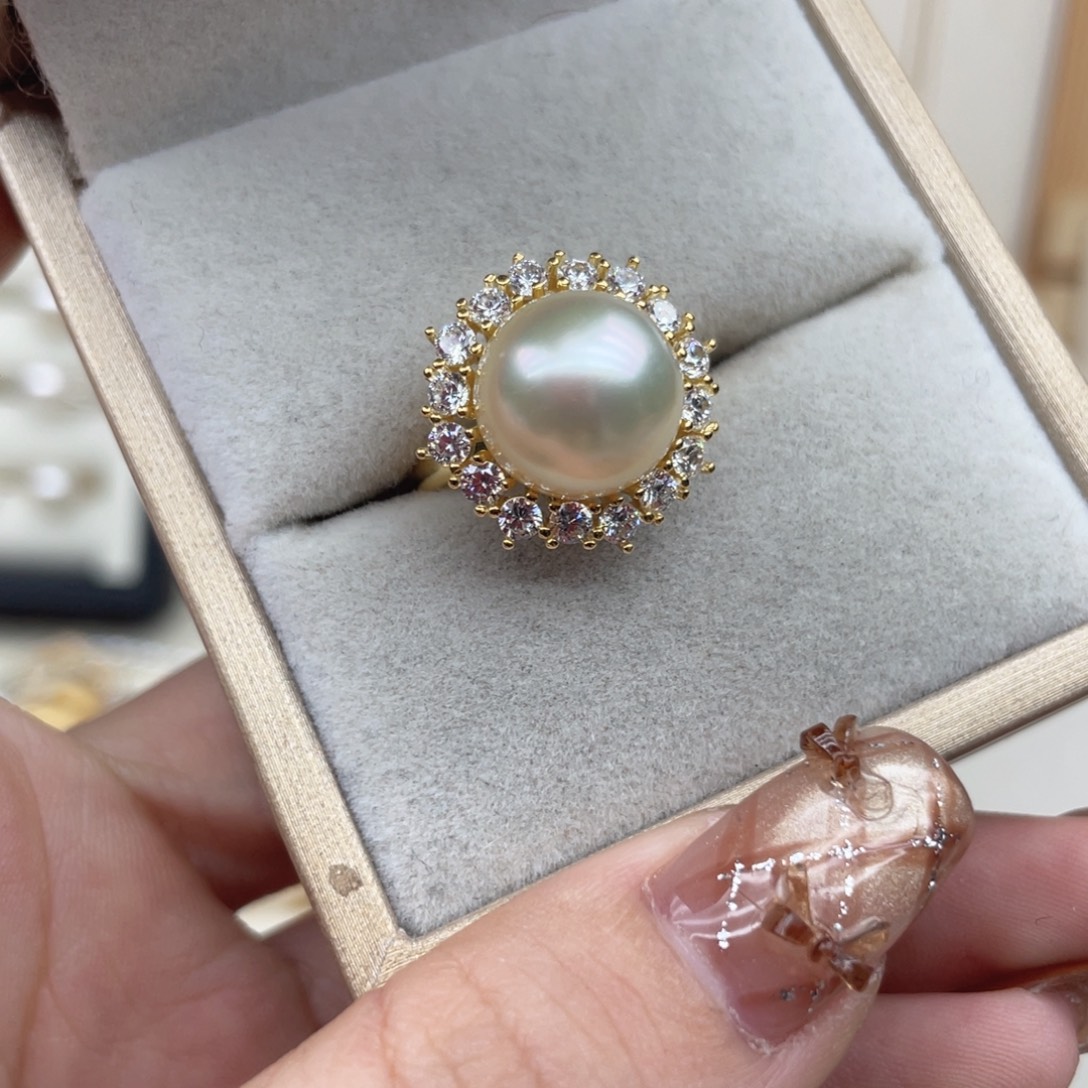 戒指海水珍珠银S925镶嵌Q165