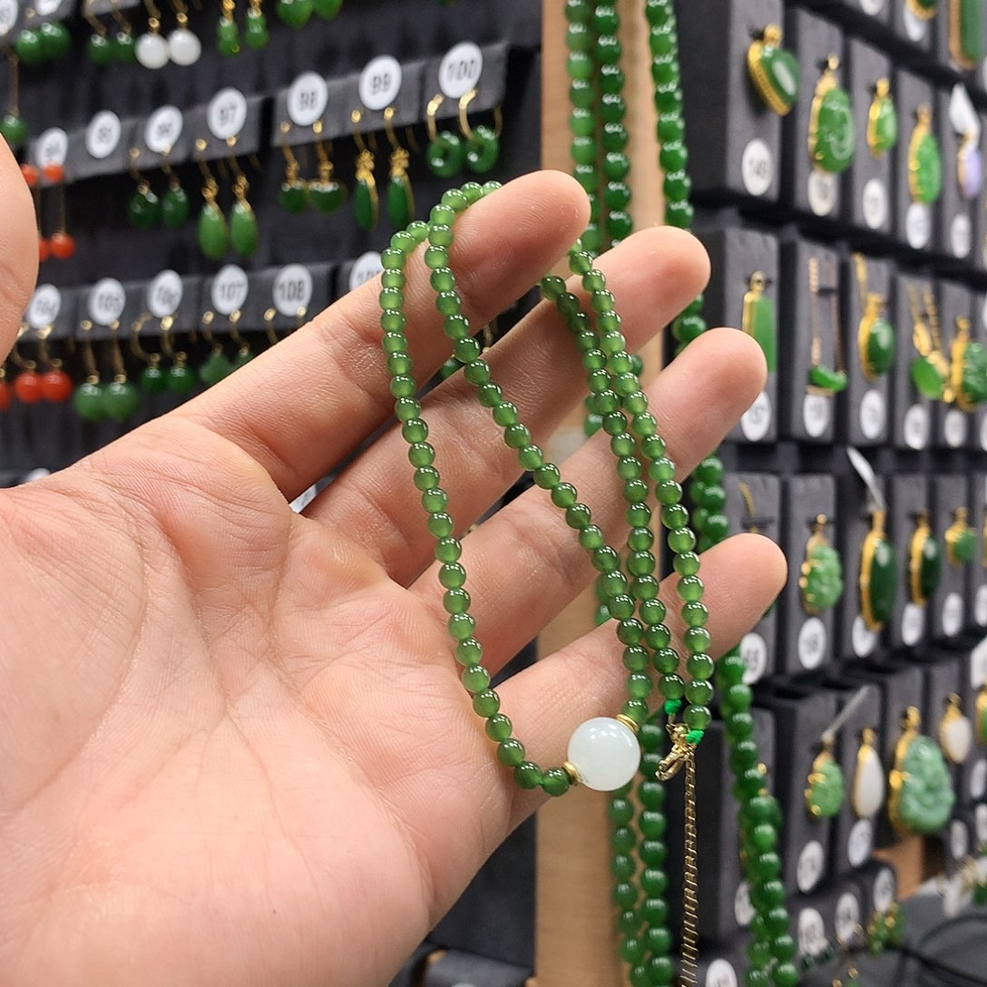 和田玉颈饰银S925镶嵌