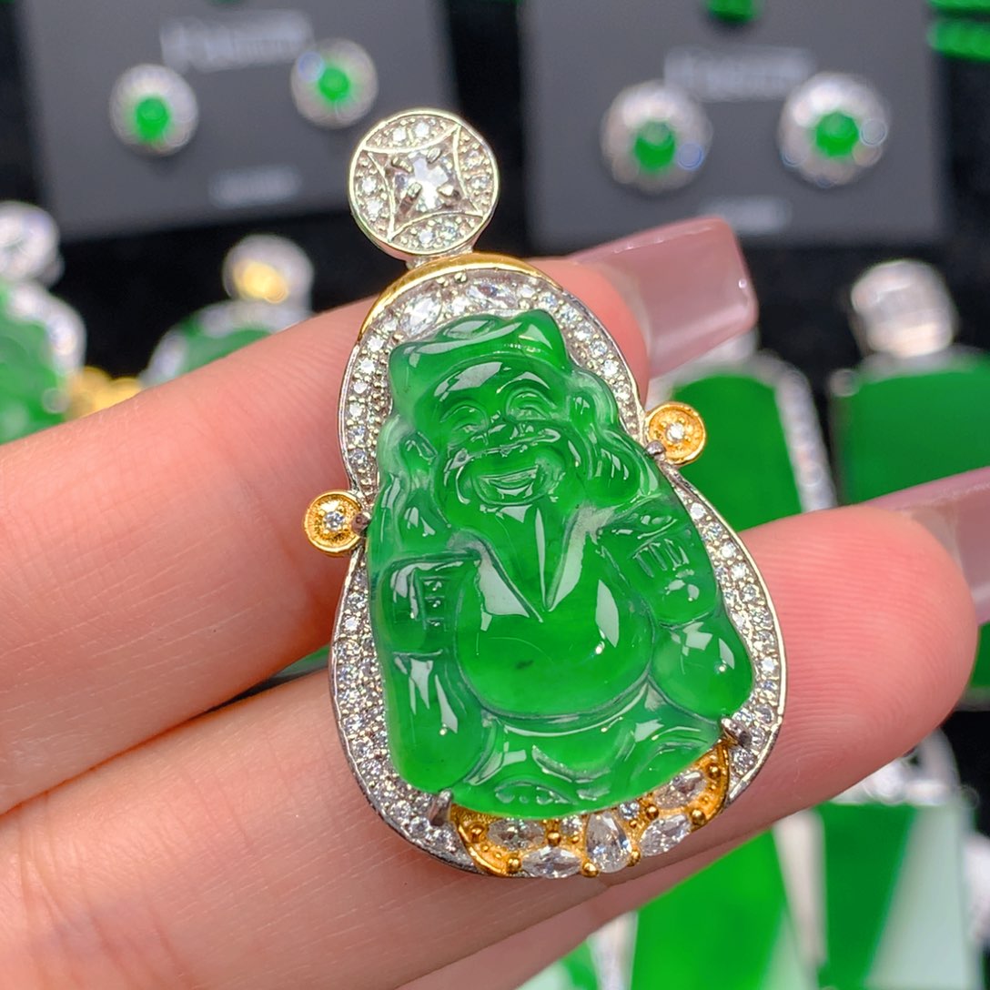 翡翠吊坠(不含链)银S925镶嵌