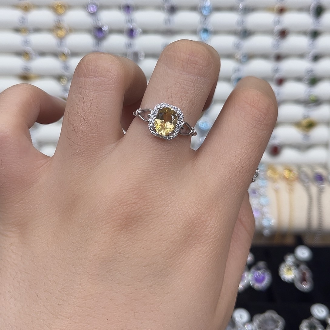 黄晶银S925镶嵌戒指