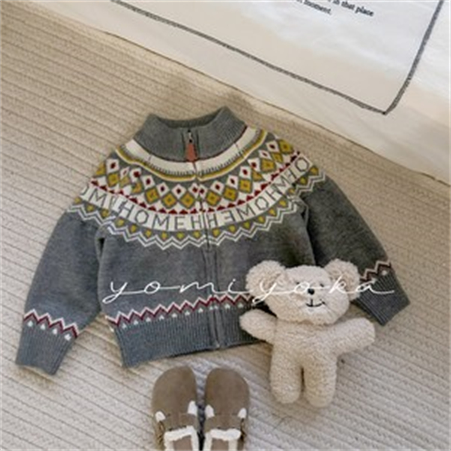 【现货】童装2024冬季新款加厚保暖针织毛衣开衫244-优米优卡-821