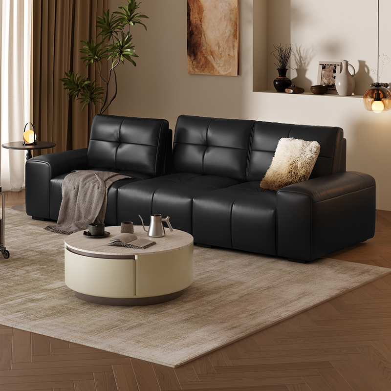 顾家家居现代摩登头层黄牛皮大坐深牛皮像素皮艺沙发1536