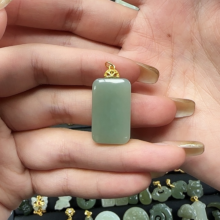 和田玉颈饰银S925镶嵌