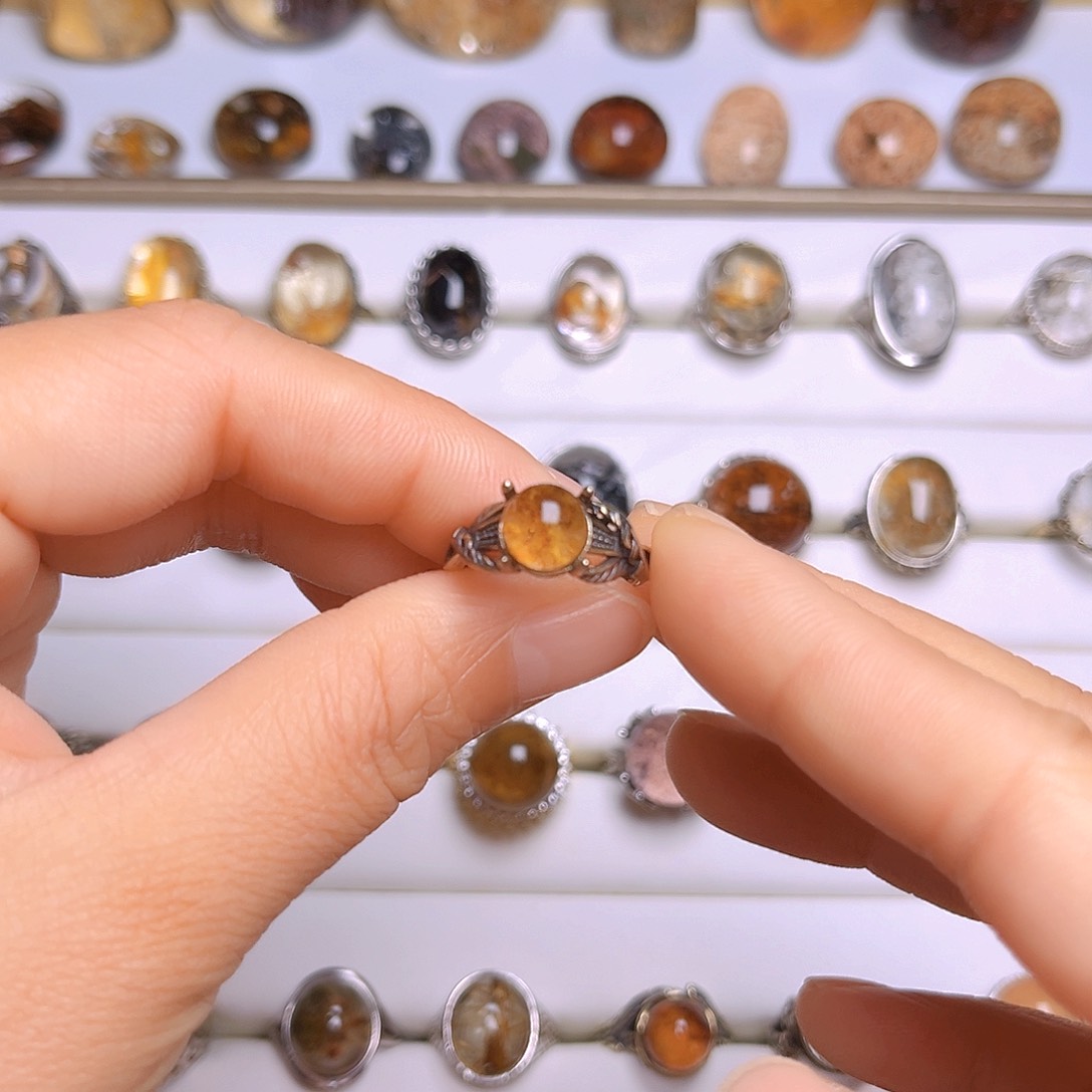 水晶戒指银S925镶嵌天然