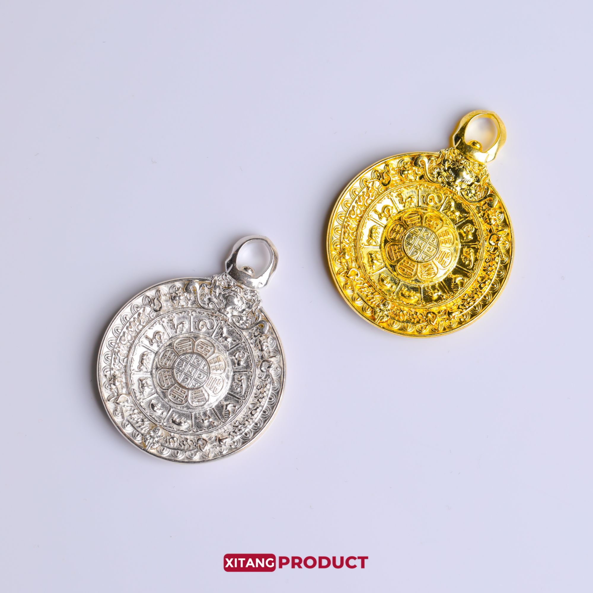 【禧樘】九宫八卦牌（铜板+银版）—吊坠/包挂/腰挂（32.3mm）