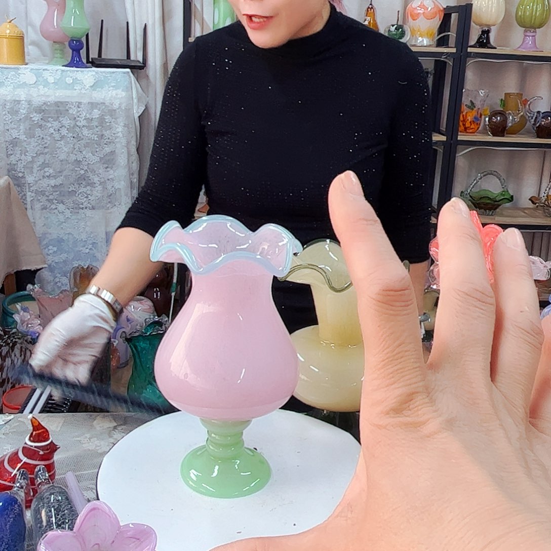 桃***子粉风灯福利家悦琉璃工艺品