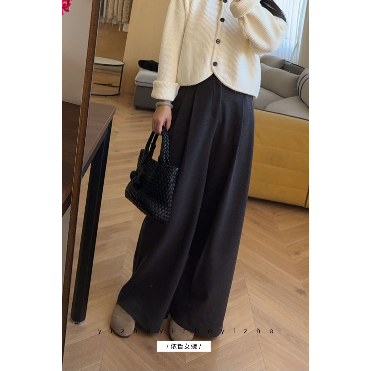 “”加绒厚毛呢裤“”磨毛厚款高腰百搭棉裤长裤女高品质裤子2025