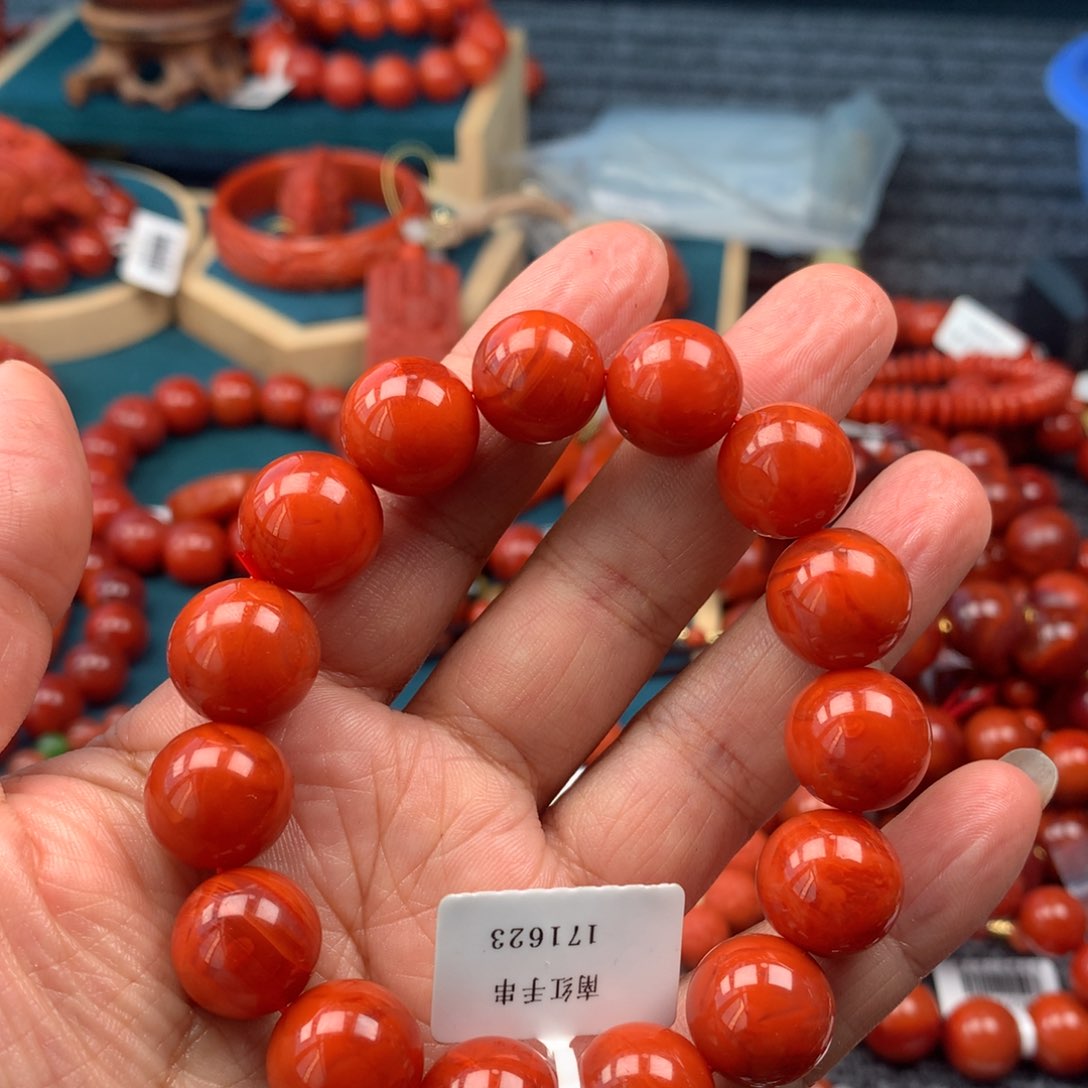南红玛瑙瓦西手串14未镶嵌