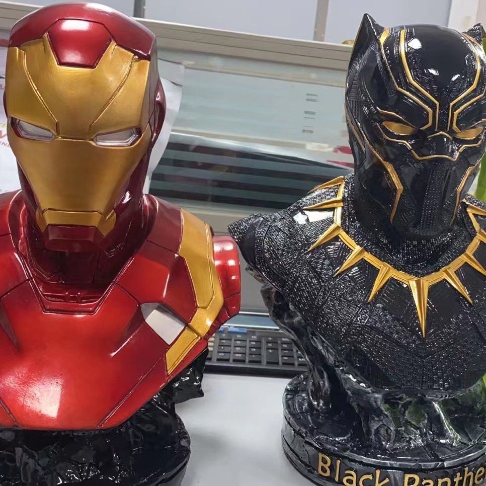 潮玩动漫手办钢铁侠黑豹半身像模型桌面装饰摆件礼品元气