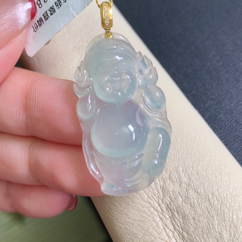 【闪购商品】翡翠颈饰18K金镶嵌财神