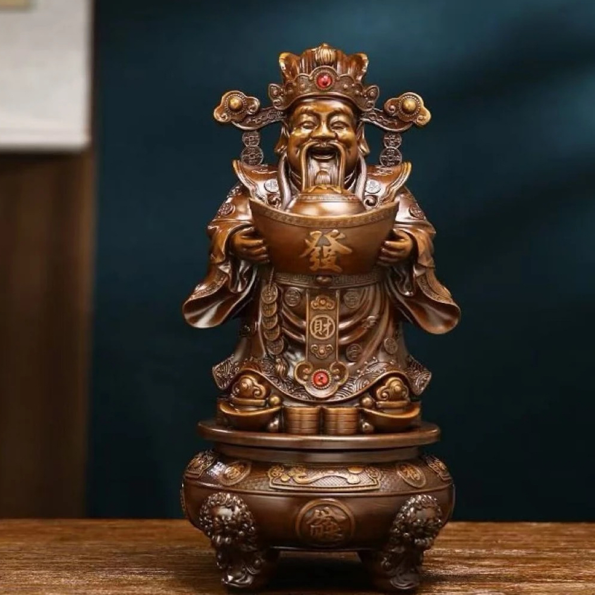 文财神工艺品神像摆件可旋转高档家居客厅办公室摆放