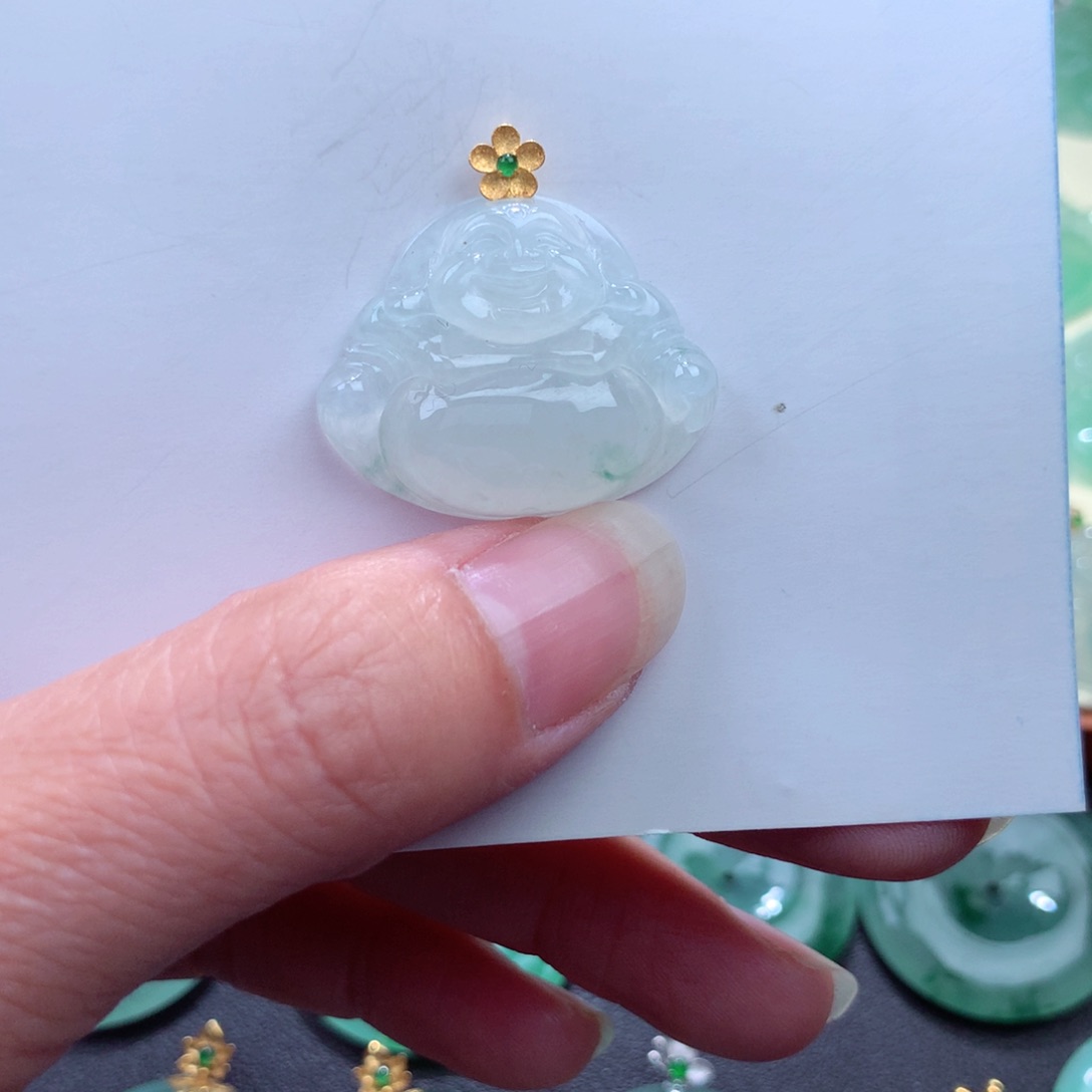 翡翠吊坠(不含链)18K金镶嵌