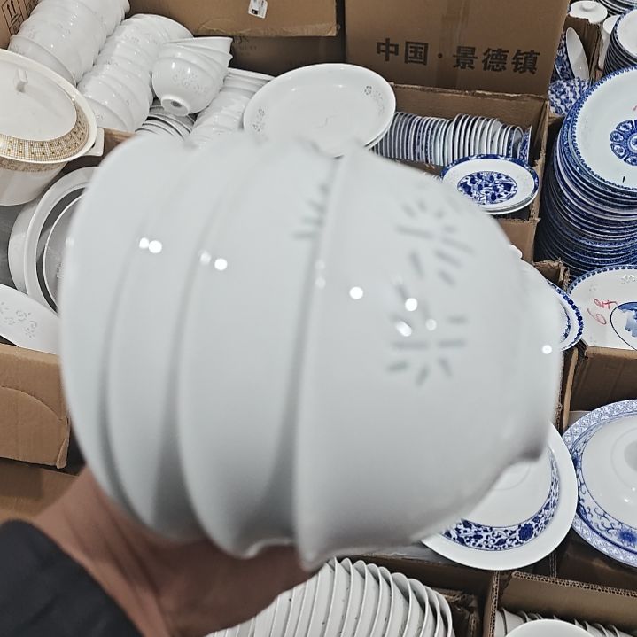 瓷青瓷玲珑竹子4..5寸吃饭碗4个微瑕疵