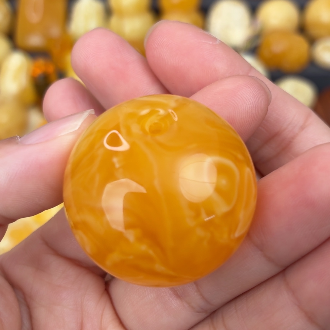 蜜蜡未镶嵌吊坠(不含链)橘红妖花公主扣